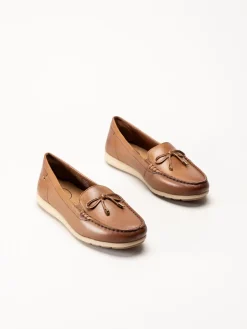 Tamaris Wide - Bruna loafers i skinn
