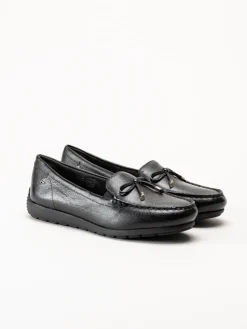 Tamaris Wide - Svarta loafers i skinn