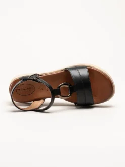 Tamaris Wide - Svarta sandaler med kilklack