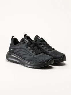 Tamaris Wide - Svarta sportiga sneakers i textil