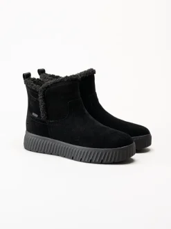 Tamaris Wide - Svarta step-in boots i mocka