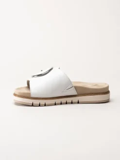 Tamaris Wide - Vita slip in sandaler i skinn