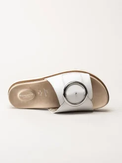 Tamaris Wide - Vita slip in sandaler i skinn