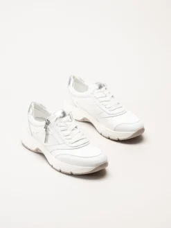 Tamaris Wide - Vita sneakers i skinn