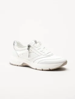 Tamaris Wide - Vita sneakers i skinn