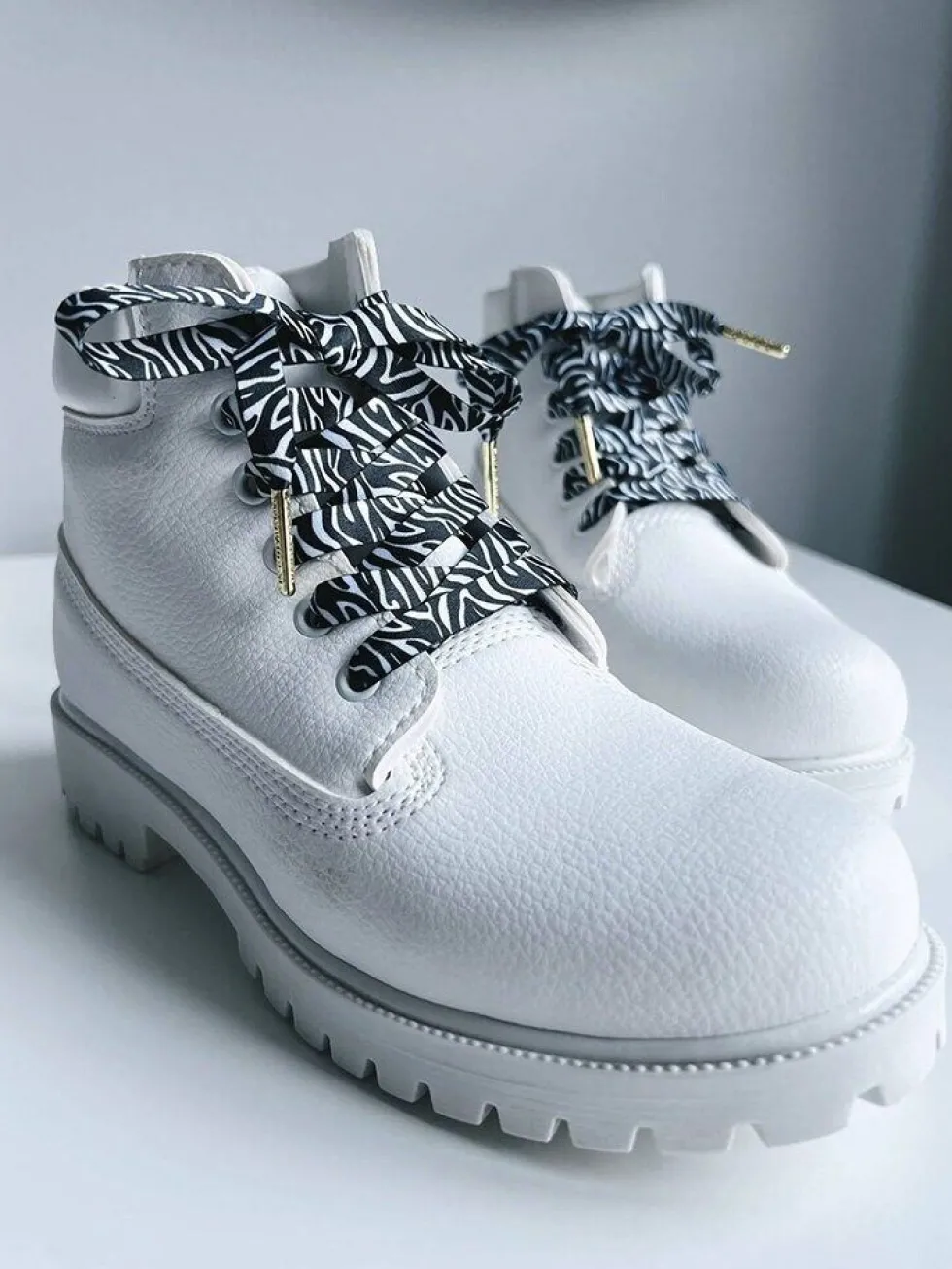 The Shoelace Brand - Classic Zebra 100cm - Zebramönstrade skoband i textil