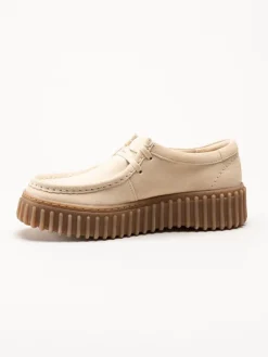 Torhill Bee D - Beige chunky snörskor i mocka