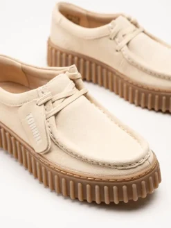 Torhill Bee D - Beige chunky snörskor i mocka