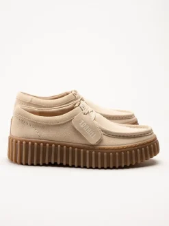 Torhill Bee D - Beige chunky snörskor i mocka