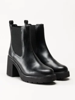 Unisa - KLINO_F25_STT - Svarta högklackade boots i skinn