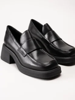 Vagabond - Dorah - Svarta skinnloafers med klack
