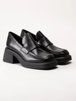 Vagabond - Dorah - Svarta skinnloafers med klack