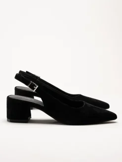 Vagabond - Marta - Svarta slingback pumps i mocka