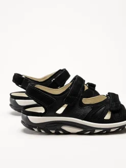 Waldläufer - Hanni - Svarta sandaler med bred passform