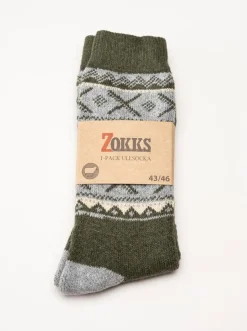 Zokks - Wool 1-pack - Grön/Grå ullstrumpor